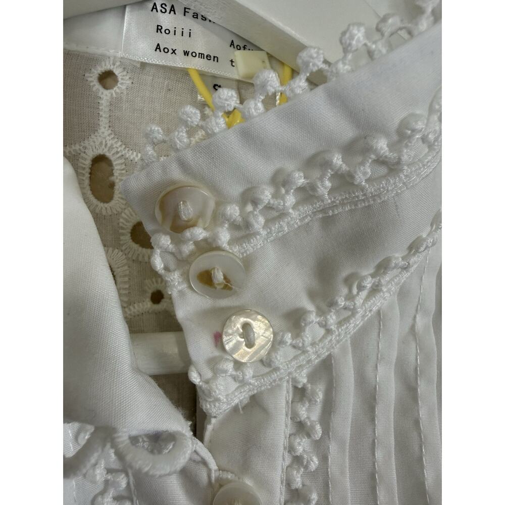 Asap Fashion Group Women’s S White Eyelet Lace Boho Victorian Mini Dress NWT - Picture 8 of 16